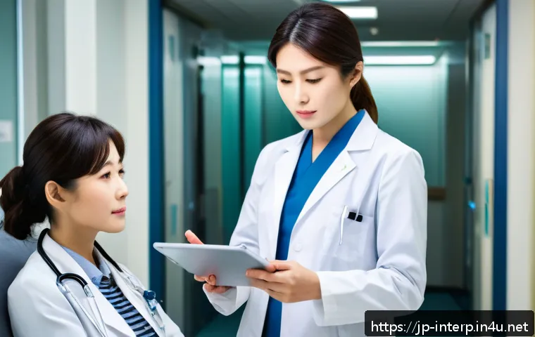 통역사 실무 사례 분석 - A professional medical interpreter calmly facilitating communication between a doctor and a patient&rsquo;...